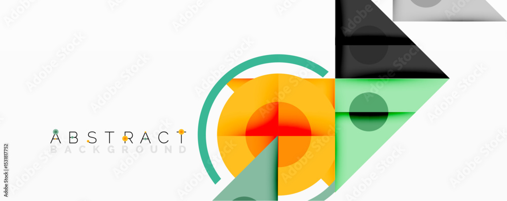 Aufkleber Modern abstract design features geometric shapes, vibrant colors, clean lines. Composition evokes dynamic visual experience.