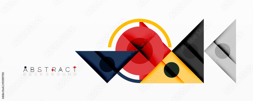 Poster modern abstract design. geometric shapes overlap, creating dynamic composition. red, yellow, blue, b