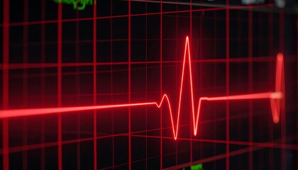 EKG monitor display, showing a heartbeat tracing