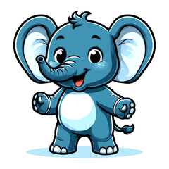 Naklejka premium Adorable Baby Elephant Cartoon Illustration: A Cute and Playful Animal Character Design
