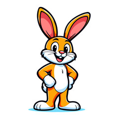 Obraz premium Adorable Orange Cartoon Bunny: Happy, Playful Rabbit Illustration