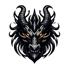 Obraz premium Majestic Dark Dragon: Fantasy Creature Head Art