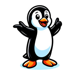 Obraz premium Adorable Cartoon Penguin: Happy, Playful, and Cute Penguin Illustration