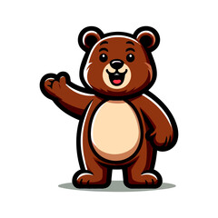Naklejka premium Adorable Brown Bear Cartoon Character: Friendly, Happy Mascot Design