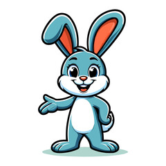 Adorable Blue Bunny Cartoon Character Illustration