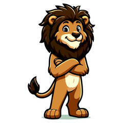 Obraz premium Majestic Cartoon Lion: A Regal and Cute Animal Character Illustration