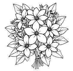 Flower bouquet Drawings, painting exercises, vector format used to paint illustrations.
