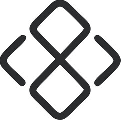 Icon Abstract geometric shape with interwoven lines and rounded corners creating a symmetrical design element on white