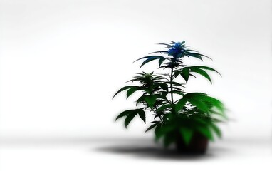 Obraz premium Cannabis plant in pot, light background