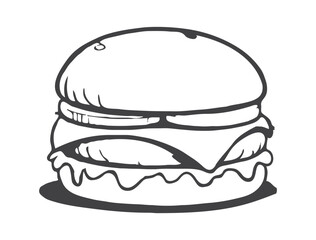Hand drawn illustration of a burger