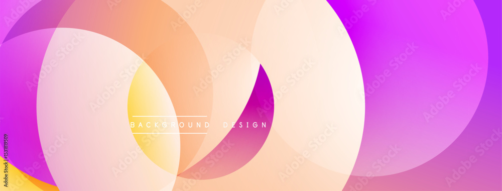 Poster abstract colorful overlapping circles create dynamic background. soft gradients blend orange, yellow
