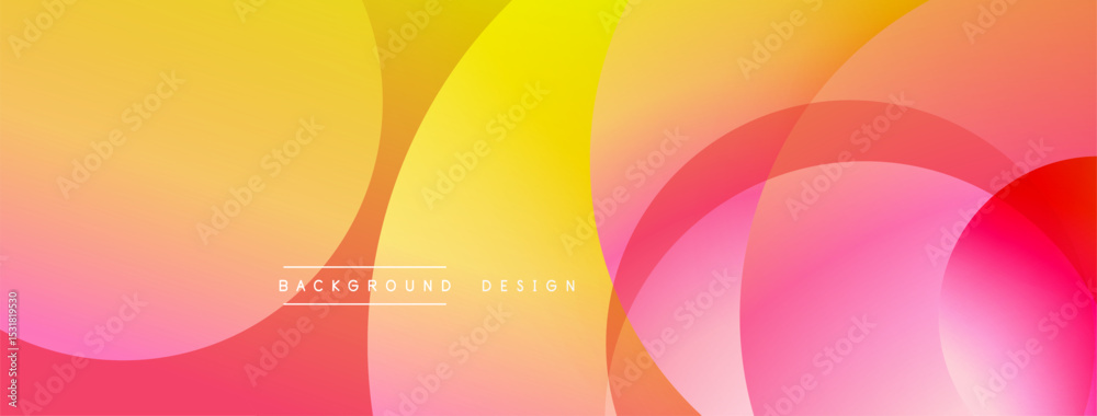 Aufkleber Abstract vibrant background. Overlapping circles create warm color gradients, ranging from yellow to pink. Modern design element.