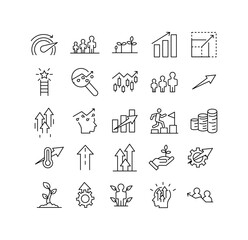 Business Growth And Success Line Icons Vector Illustration.