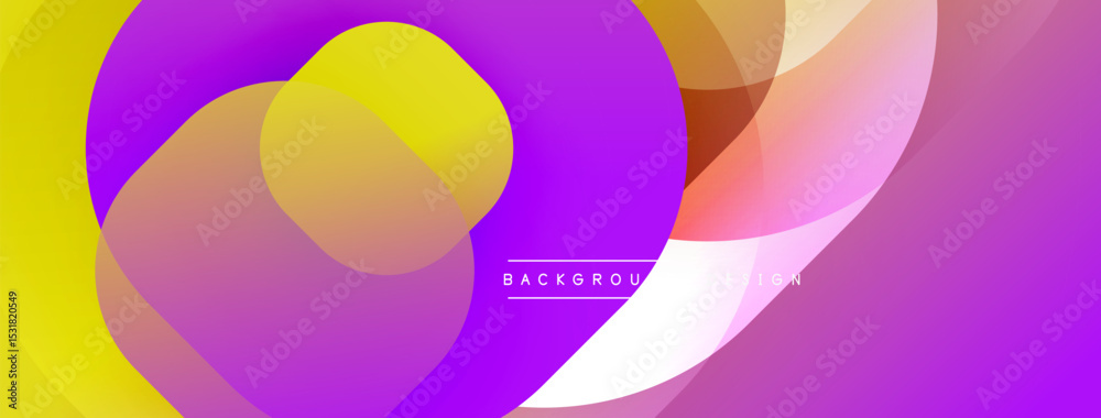 Aufkleber abstract vibrant shapes overlap, creating dynamic colorful composition. purple dominates background,