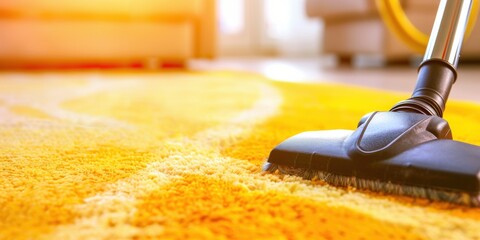 Vacuuming a Bright Orange Carpet