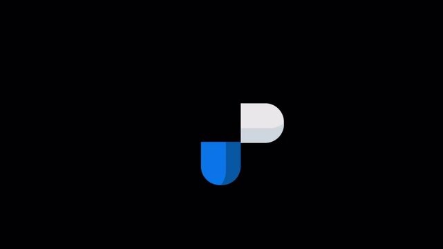 capsule medical sign animation on black background,  medicine capsule opening icon animated with alpha channel.