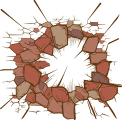 broken brick wall illustration
