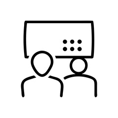 Two people watching presentation on projector screen  