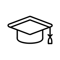 Graduation cap icon graphic design in minimal black and white  
