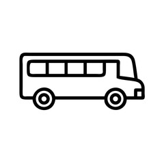 Outline illustration of a school bus in a minimalist design  