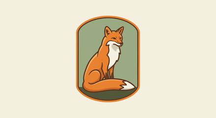 Fox Illustration Vector SVG Design with Clean Lines Orange Animal in Frame Minimalist Style