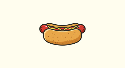 Food Vector SVG Illustration Hotdog with Red Sausage and Yellow Mustard in Cartoon Flat Design Style