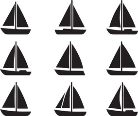 Sailboat icon, stock vector, boat logo isolated on white background stock illustration