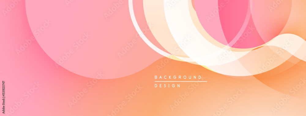 Poster Abstract gradient background. Soft pink, peach tones blend smoothly. Overlapping circles create dynamic visual effect. Minimalist design.