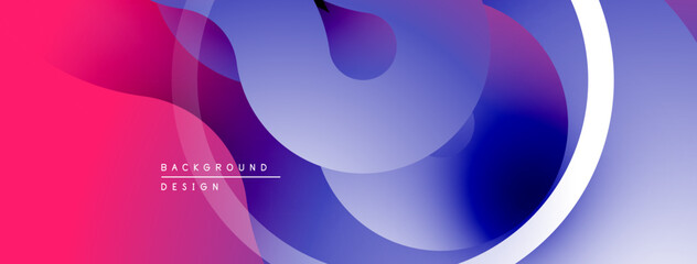 Abstract fluid shapes, vibrant colors blend. Modern design, smooth gradients create dynamic composition. Pink, purple, blue hues dominate.