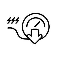 Line art depiction of a dial indicating slow down motion  