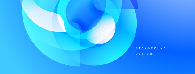 Abstract blue shapes overlap creating dynamic visual effect. Gradient colors provide depth, modern aesthetic. Background design element.
