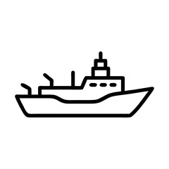 Fototapeta premium Outline of battleship in minimalist style with simple design 