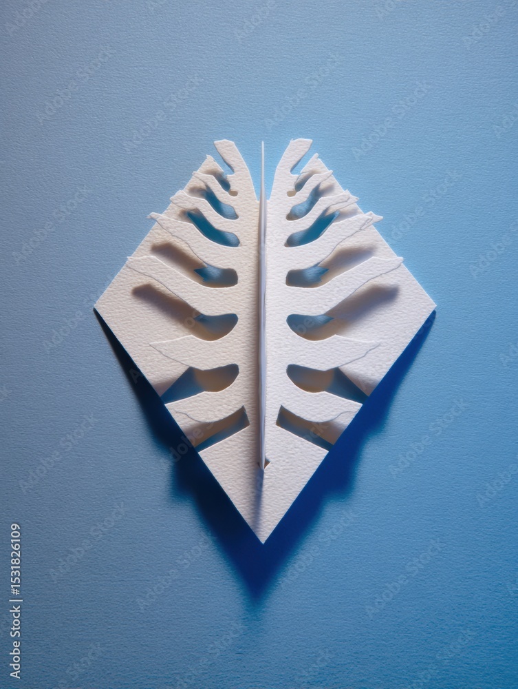Aufkleber Unique Tactile Paper Cut Design Showcasing Intricate Bracket Shapes With Folded Shadows in a Minimalist Top Zone on a Light Blue Background