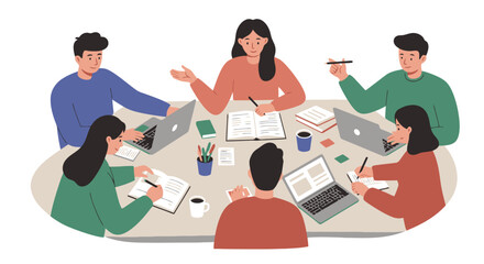 Collaborative Team Meeting: Diverse Group at Table