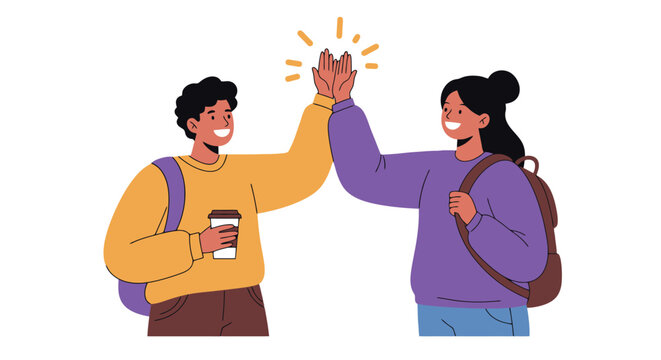 High Five Achievement: Teamwork Success Illustration