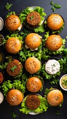 Healthy but still appetizing dishe such as vegan burgers