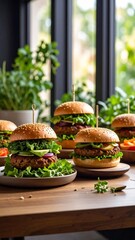 Healthy but still appetizing dishe such as vegan burgers