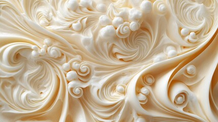Creamy and airy swirl of dessert topping its subtle ripples creating an elegant visual texture