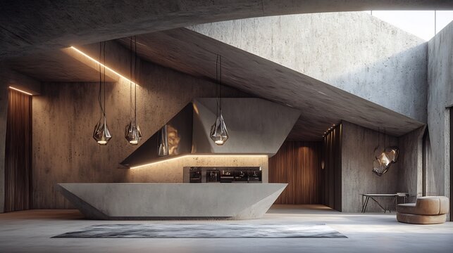 Creative decoration of geometric forms and digital textures blending futuristic lighting with a stylish professional look