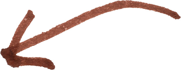 hand drawn arrow with brown marker pen on white background