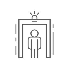 Security Checkpoint Icon with Person Under Scanner Outline Thin Line Symbol Editable Stroke
