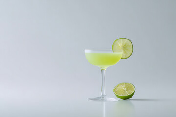 minimalist summer cocktail featuring single accent ingredient beautifully arranged on clean background