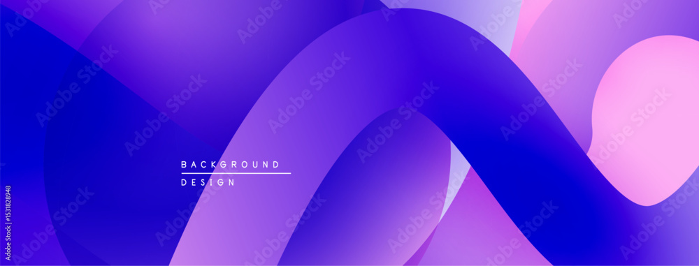 Poster abstract fluid shapes, vibrant purple hues, modern design. gradient colors create dynamic visual flo