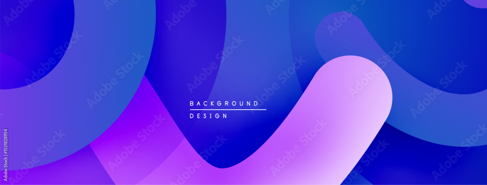Poster abstract fluid shapes, vibrant blues, purples create modern background. smooth gradients offer dynam