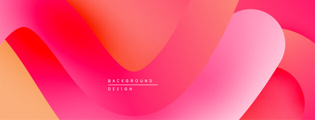 Abstract gradient background. Smooth shapes blend vibrant pinks, oranges. Modern design evokes fluidity, warmth. Minimalist aesthetic.