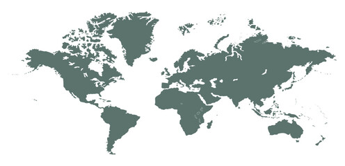 Obraz premium World map accurate scale, world map vector image, modern world map, Illustration, eps 10, worldwide, all continents, all countries, worldwide project