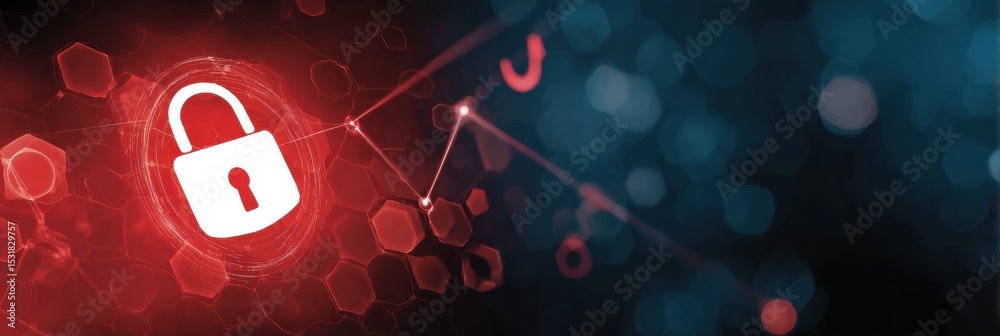 Aufkleber Security System Intercepts Phishing Attempts in Digital Grid Showcasing Secure Lock Symbol and Data Visualization Elements