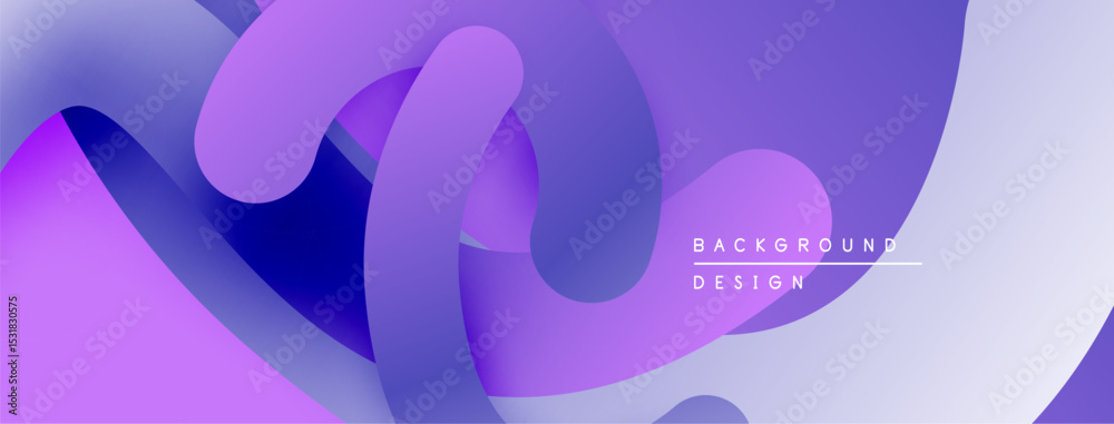 Poster Abstract fluid shapes, purple hues dominate. Gradient colors blend smoothly creating dynamic composition. Modern design element.