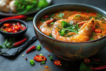 Bowl of Spicy Shrimp Tom Yum Soup