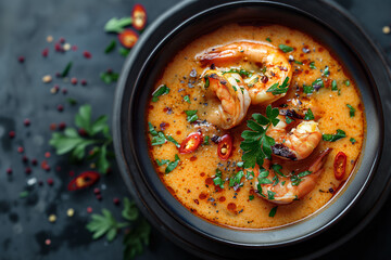 Bowl of Spicy Shrimp Tom Yum Soup
